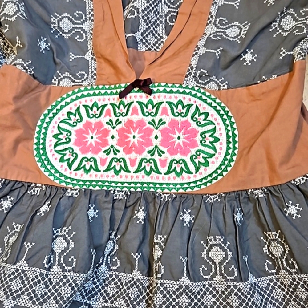 Odd Molly Blue And Brown Patterned Blouse - image 5